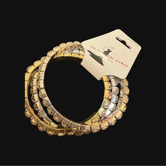 - TRIPLE STACK PINK AND WHITE RHINESTONE BRACELETS WITH STRETCH - Picture 9 of 11